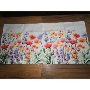 2Pcs Spring Wildflower Pillow Cover Floral Butterfly Throw Pillow Case 18x18